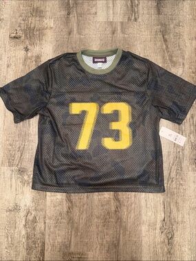 Youth Black Mesh Jersey Tee with Yellow '73'